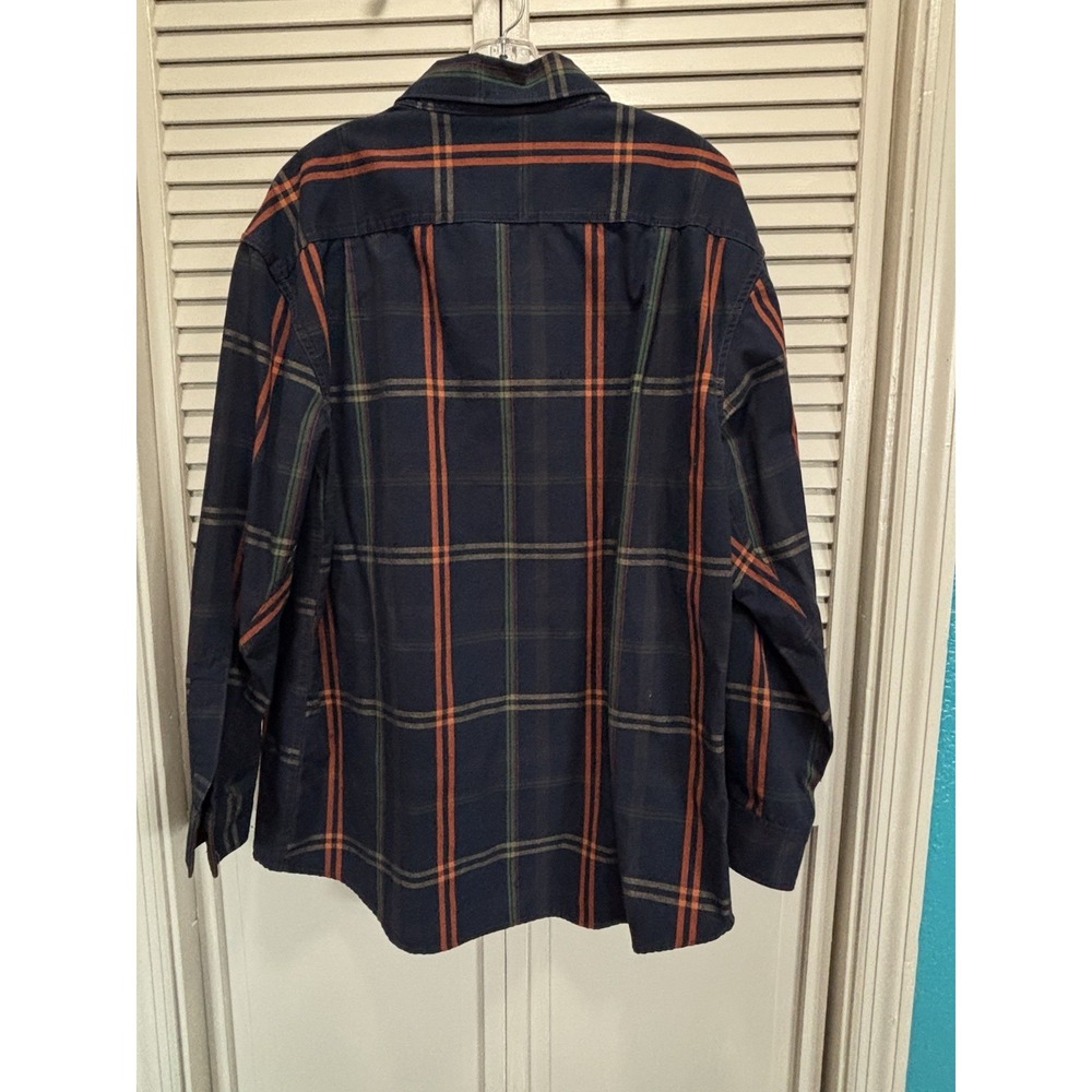 Vintage C.E. Schmidt Plaid Shirt Button Up Long Sleeve XL Heavy Pockets Navy EUC - Picture 4 of 5